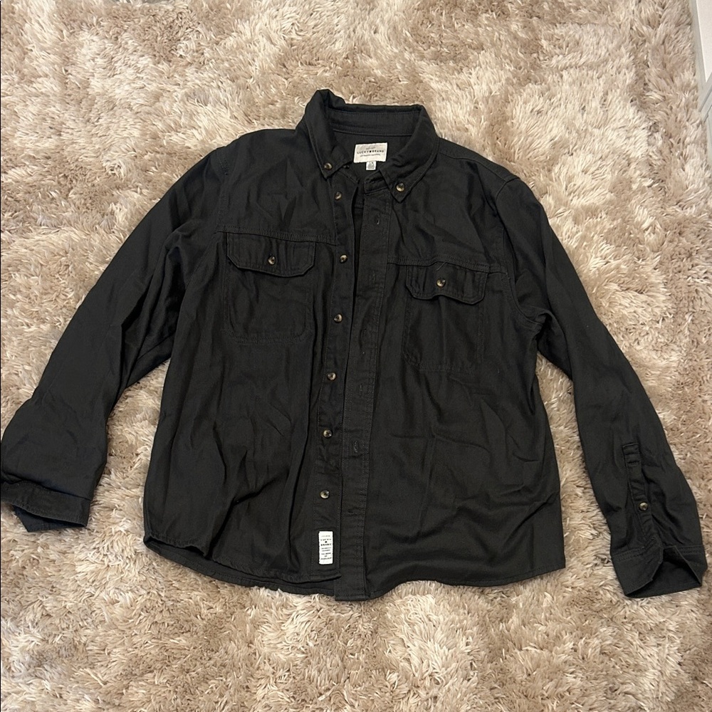 Lucky Brand Men's Dark Button-Up Shirt Jacket